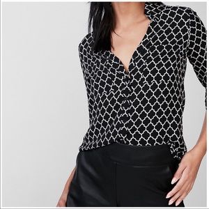 Express Black and White Button Down Shirt